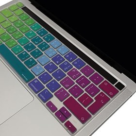 Resim McStorey MacBook Pro Arapça Klavye Koruyucu – UK ISO Ters L Enter – Touch Bar Uyumlu – 13 inç A2251 A2289 A2338 (M1/M2) – 16 inç A2141 – Ultra İnce Silikon Pembe Yeşil 