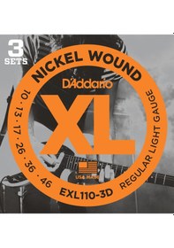 Resim D'addario Exl110-3d Xl Nickel Serisi Elektro Gitar Tel Seti Regular Light - 10-46 