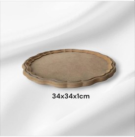 Resim Ahşap-boyanabilir-yuvarlak-sunumluk Tepsi 