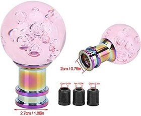 Resim Yosoo Otomatik Vites Topuzu Pembe Kristal Kabarcık Akrilik Metal Vites Topuzu Evrensel Araçlar Için 3 Konu Adaptörleri Ile 