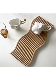 Resim Ahşap Oymalı Gökkuşağı Sunum Tepsisi Ve Kesme Tahtası Ahşap 