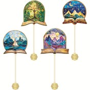 Resim Zincirli İlham Verici Metal Kitap İşareti - Sanat Kitabı, Dağ, Yıldızlı Gece ve Doğa Tasarımları - Kitap Sevdalıları, Okuyucular, Gençler, Erkekler ve Kadınlar için İdeal Hediye 