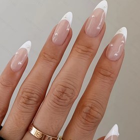 Resim 24 adet (Şeritler) Fransız Tarzı Yapay İnci Badem Tırnakları 