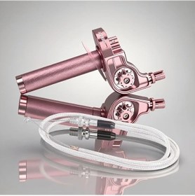 Resim Cloudstore Pembe 22mm Cnc Alüminyum Hızlı Twist Gaz Kumandalı Motosiklet Gidon 