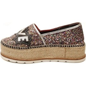 Resim Espadrilles J.love Simli Love Yazı İle Detaylı Hasır Tabanlı Dolgu Topuklu Kadın Ayakkabı Renk 
