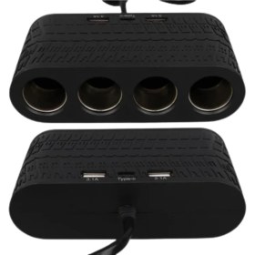 Resim sbodurhome Araçlar Için 4’lü Çakmak Çoklayıcı Type C USB ve Koruma Sistemli 
