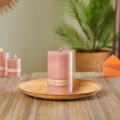 Resim KPM Dekoratif Sütun Mum - Pembe - 7x10 cm 