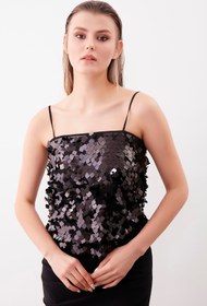 Resim İp Askılı Pullu Bluz 