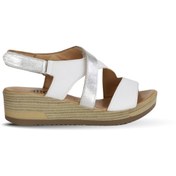 Resim Genel Markalar Shoes Beyaz Deri Kadın Dolgu Topuklu Sandalet 01wl3306 