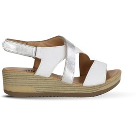 Resim Genel Markalar Shoes Beyaz Deri Kadın Dolgu Topuklu Sandalet 01wl3306 