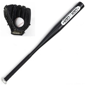 Resim Tenfowee Çocuklar İçin Alüminyum Beyzbol Sopası Ve Eldiven Seti - Siyah, 63cm Siyah 