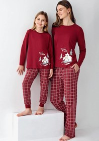 Resim Ligossi Aile Konsept Anne Kız Bordo Pijama Takımı (Anne Kız Ayrı Ayrı Satılmaktadır) 