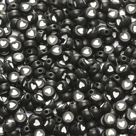 Resim 100 Adet Akrilik Aşı Kalp Boncuk 4x7mm Siyah Beyaz Detayları ile DIY Takı Yapımı, Bilezikler, Kolyeler ve El Sanatları Projeleri için 