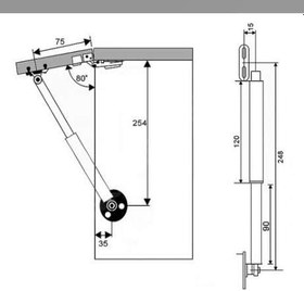 Resim Diğer Dolap Gazlı Kapak Makas Piston Frenli 100N Gazlı Piston 1. KALİTE 