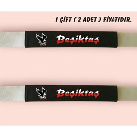 Resim İZ WORTH WEARİNG BEŞİKTAŞ BASKILI Araç Emniyet Koltuk Kemer Kılıfı SİYAH KUMAŞ 2 ADET FİYATIDIR.CIRTLI 