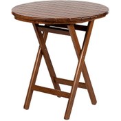 Resim Motoryagmarket Bahçeme Datça 90Lık Katlanır Ahşap Bahçe Balkon Masası Yuvarlak- Ceviz 