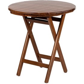 Resim Motoryagmarket Bahçeme Datça 90Lık Katlanır Ahşap Bahçe Balkon Masası Yuvarlak- Ceviz 