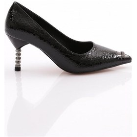 Resim Dgn 802 Kadin Topuklu Ayakkabi Siyah Balık Sırtı 