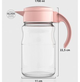 Resim Renga Spiro 1700 Ml Pastel Pembe Kapaklı Cam Sürahi 111031 