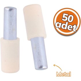 Resim Sym Metal Raf Pimi Başlı Krem 50'li Set 