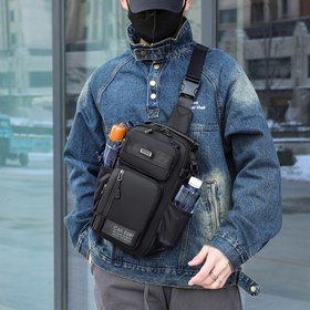 Resim Erkeklerin Günlük Göğüs Çantası - Çok Fonksiyonlu Moda Sling Crossbody Omuz Çantası, Büyük Kapasite, Polyester, Dikiş İpliği Detayı, Elde Yıkanabilir, Fermuar Kapatma, Ayarlanabilir Askı (100Cm), Dış Mekan, Seyahat, Günlük Kullanım, Doğum Günü ve Tatil Hediyesi için İdeal 