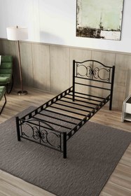 Resim ARGİMO Pero Tek Kişilik Ferforje Metal Karyola Siyah 