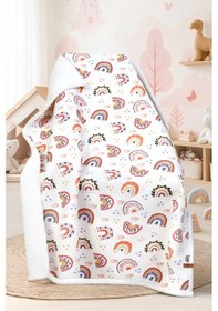 Resim Fluffy Bebek Battaniyesi 80x100 Cm Gök Pudra Kundak Puset Çift Taraflı Koyun Tüyü Battaniye 