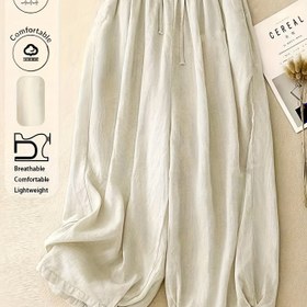 Resim Kadınlar İçin Şık Fener Pantolon - Bej / Ön Bağcıklı, Esnek Olmayan Formal ve Günlük Kıyafetler için Hafif Her Mevsim Pantolon, Ofis Giyimi, Zarif Tasarım, Kaliteli Dikişli, Stil Sahibi Alt Giysi 