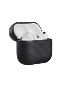 Resim Apple Uyumlu AirPods Pro 3 Kılıf 1500d Aramid Fiber Pitaka Classic Serisi Black-grey Twill Kapak Siyah-gri Siyah - Gri 