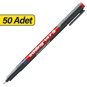 Resim Edding 147S Asetat Kalemi Silgili S Uç - Kırmızı x 50 Adet (5 Kutu) 
