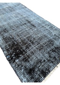 Resim El Dokuma Vintage Yolluk 58x285 Düz Renk Mavi Yün Halı Mavi 