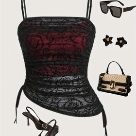 Resim Yeni Yaz Modası, Zarif ve Seksi Dantel Irregular Şeffaf Cami Üstü Kadınlar için, Tarihler, Tatiller ve Günlük Giyim için Mükemmel 