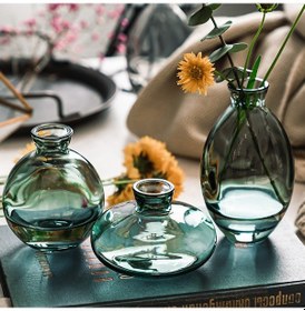 Resim Ximistore9 Mavi Kuş Yeşili Minyatür Cam Vazo Seti 3 Adet - Ev Dekorasyonu, Masaüstü Çiçek Serimeli, Konforlu Ev Ortamı 