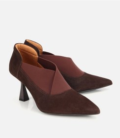 Resim Hotiç Kadın Süet Deri Kahverengi Streç Detaylı İnce Topuklu Stiletto 01ayh315480a480 01ayh315480a480 Kahverengi 