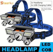 Resim Sunshine011 Staaricc 2 Adet Usb Şarjlı 5 Ledli Alın Feneri, Mavi Ipx4 Kamp Balıkçılık Madencilik Mavi 