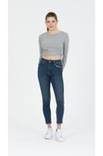 Resim Kallisto Gri Melanj Yandan Büzgülü Bağlamalı Örme Crop Bluz ( Dar Kalıp ) 