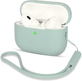 Resim AOTUAO AirPods Pro 2 Kılıf Kapağı, Darbeye Dayanıklı Koruyucu Silikon Kılıf Kapak AirPods Pro 2. Nesil 2022 için Silikon Kordonlu, Ön LED Görünür, Bulut Grisi 