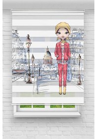 Resim Perdecizade Enxboy Sokak Ve Kız Dijital Baskılı Zebra Perde-cocuk Odası-stor Perde Renkli 