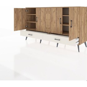 Resim Hyperion Konsol 6 Raflı 2 Çekmeceli 4 Kapaklı 176x44x99 Çam-çam/a Çam-çam/aytaşı 