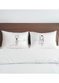 Resim Bk Gift Sevgili Tasarımlı Pamuklu 2 Li Yastık Kılıfı Seti-5 50x70cm , Sevgiliye , Ev si, Tasarım Ev Tekstili 