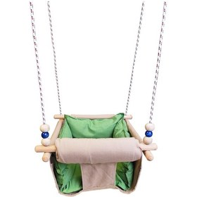 Resim Ahşap Salıncak Bebek ve Çocuk Salıncağı Hamak Beşik 42 x 42 x 26 CM 