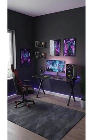 Resim hey modüler mobilya 120 cm Gaming Profesyonel Oyuncu Masası Siyah Tabla, Siyah Metal Ayaklı Hey Gaming 