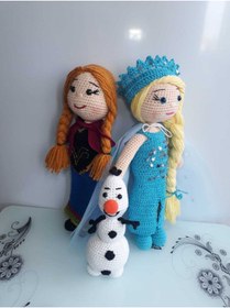 Resim OYUNCAKPARK Karlar Ülkesi Anna Elsa Olaf Takımı Amigurumi Organik Oyuncak 