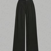 Resim Kadınlar için Rahat Bej Geniş Bacaklı Pantolon - Fermuar Detayı ile Konforlu Polyester Karışımı, Bahar/Yaz/Sonbahar için Mükemmel, Yetişkin Bedeni, Rahat Kıyafet|Geniş Bacaklı Pantolon|Polyester Karışımı 