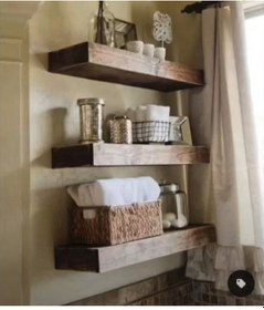 Resim Dekoratif Doğal Ahşap 3'lü Takım 140 X 15 X 4 Cm Gizli Aparatlı Raf Ahşap 