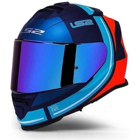 Resim Ls2 Storm 2 Slant Mat Mavi Turuncu Kapalı Motosiklet Kaskı Gökkuşağı Camlı Mavi - Turuncu 