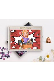 Resim Bk Gift Kişiye Özel Kadın Radyocu Karikatürlü 1000 Parça Profesyonel Puzzle-1 