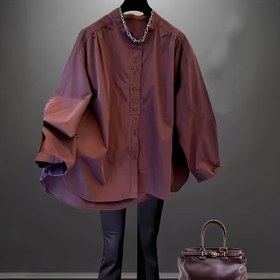 Resim Kadın Vintage Uzun Kollu Düğmeli Gömlek - Zarif Kahverengi, Puf Kollu, Tüm Mevsimler İçin Mükemmel, Rahatten Formal Giyim, Formal Kıyafet | Klasik Yaka Stili | Konfor İçin Tasarlandı 