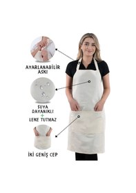 Resim 10 Adet Simple Ayarlanabilir Askılı Mutfak Önlüğü Bej 