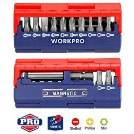 Resim Workpro WP221062 13 Parça Manyetik CR-V Vidalama Bits Uç Seti 